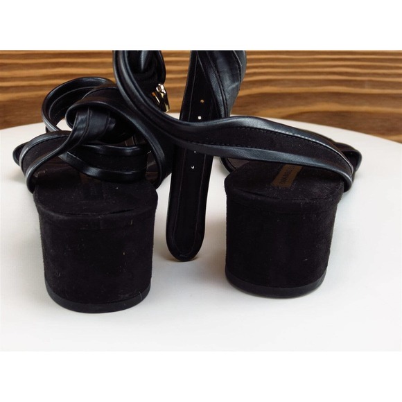 Zara Size 37 Sandal Ankle Strap Black Leather Women M Basic Collection - Picture 7 of 10